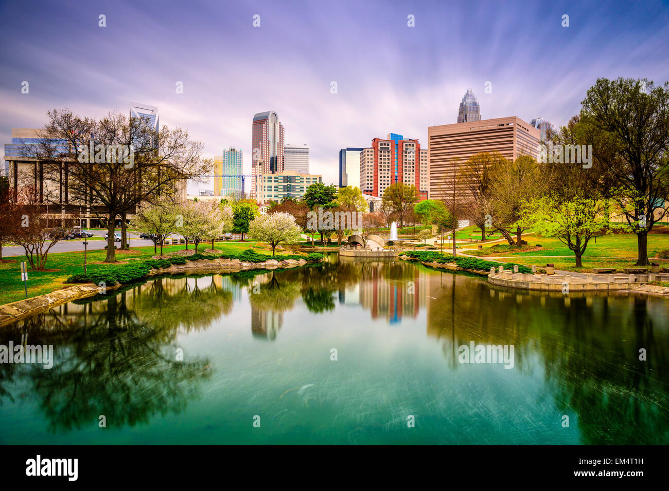 Skyline von Charlotte, North Carolina, USA. Stockfoto