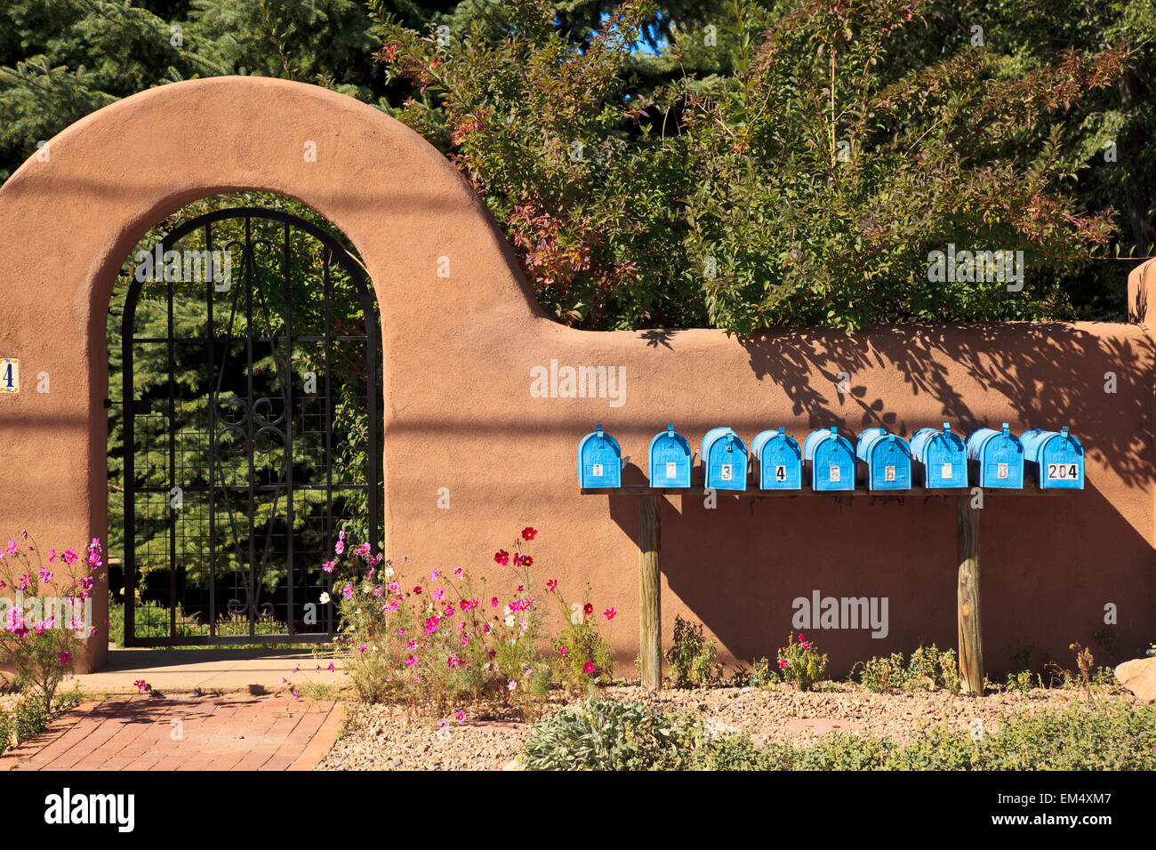 USA, Santa Fe, New Mexico-Detail an der Canyon Road Stockfoto