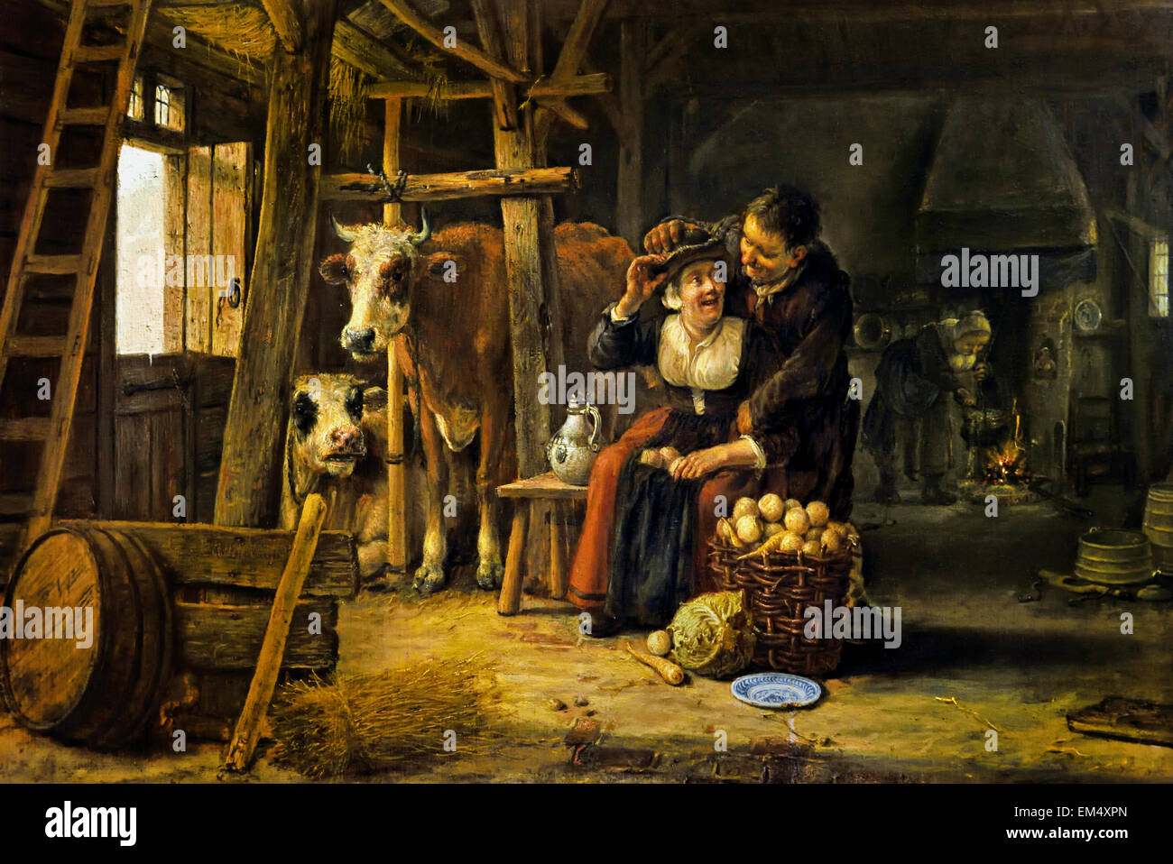 Govaert Dircksz. Camphuysen (Dokkum 1624 – 1672 Amsterdam) innen ein Peasant´s Ferienhaus Niederlande Niederlande Stockfoto