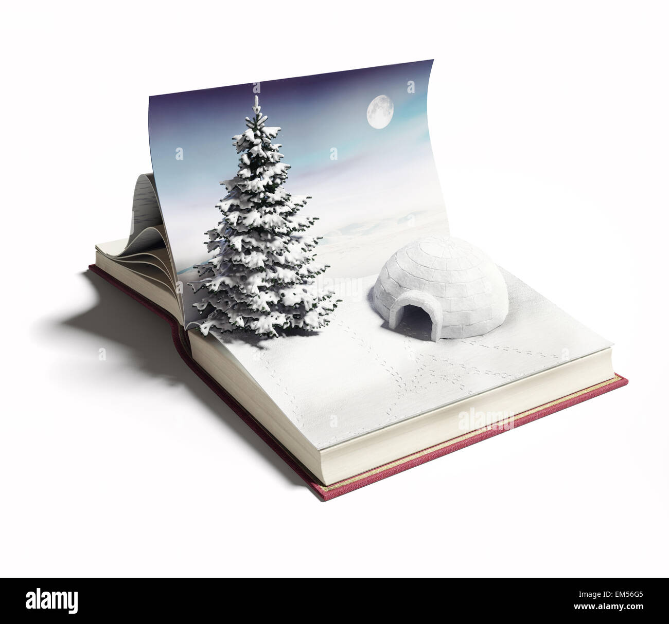 Iglu auf das aufgeschlagene Buch Stockfoto