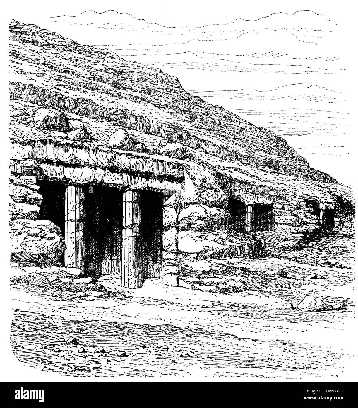 Felsengräber in Beni Hassan Stockfoto