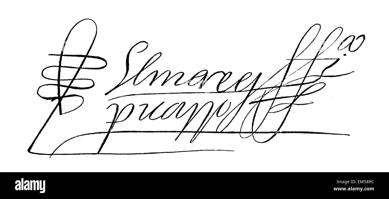 Francis Pizarro. Signatur: Nennen Sie nur die Dekorationen von Francis Pizarro selbst, geschrieben vom Sekretär Stockfoto