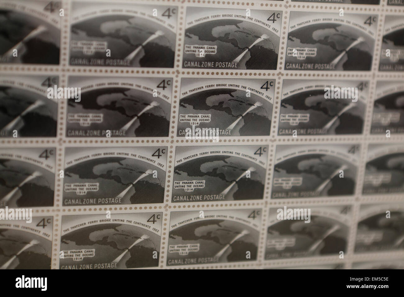 Panama Canal Zone Thatcher Ferry Bridge Briefmarke, ca. 1962 - USA Stockfoto