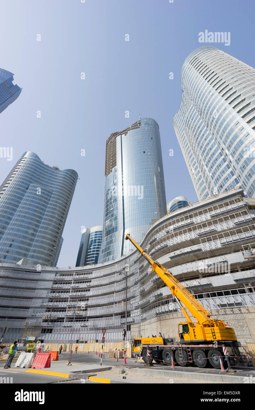 Bau von neuen Hochhäusern auf Al Reem Island in Abu Dhabi Vereinigte Arabische Emirate Stockfoto