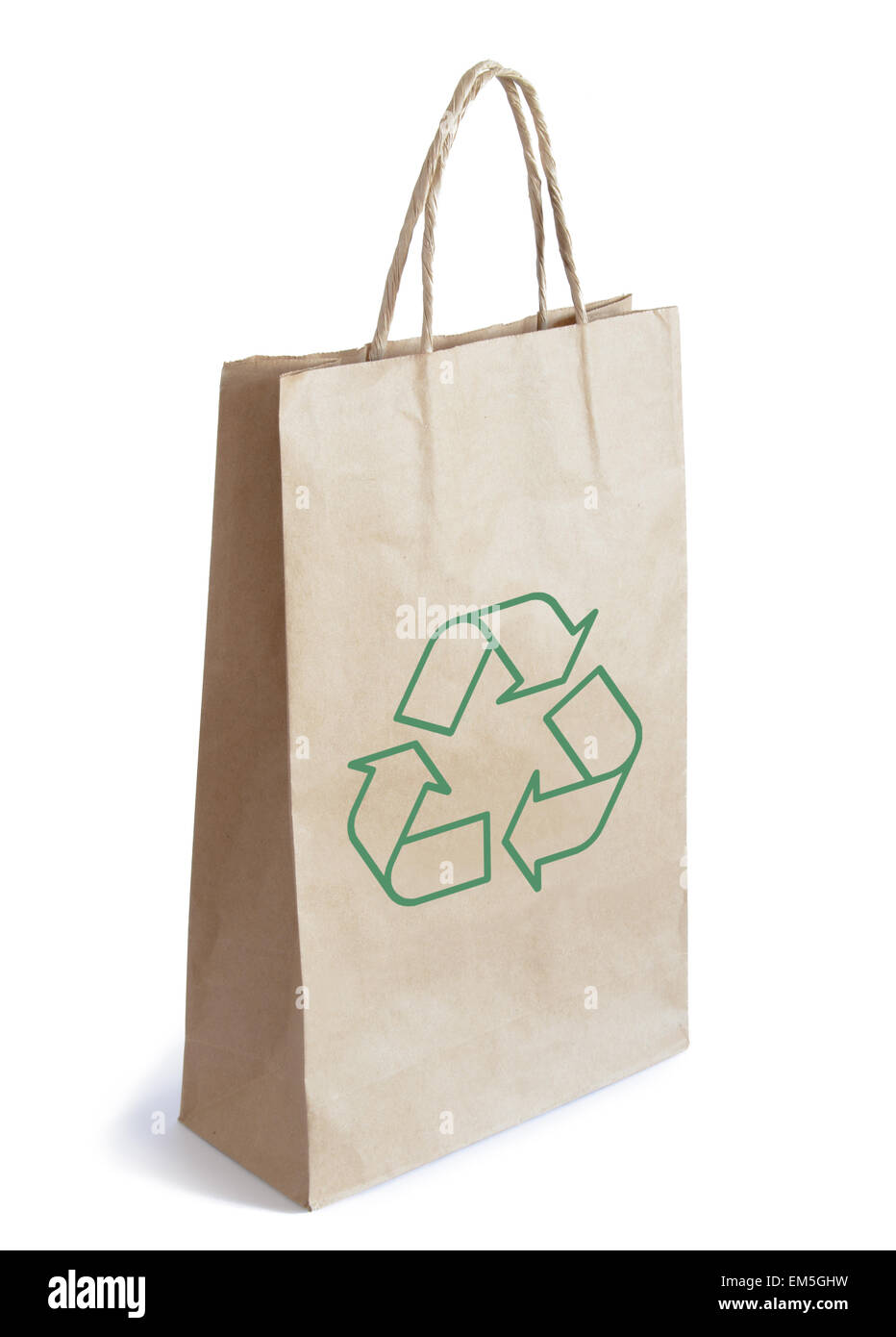 Braune Papiertüte, Isolated on White Background Stockfoto