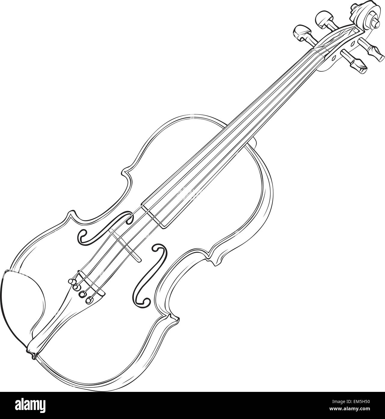 Kontur Vektor-Zeichenprogramm Illustration der Violine Stock Vektor