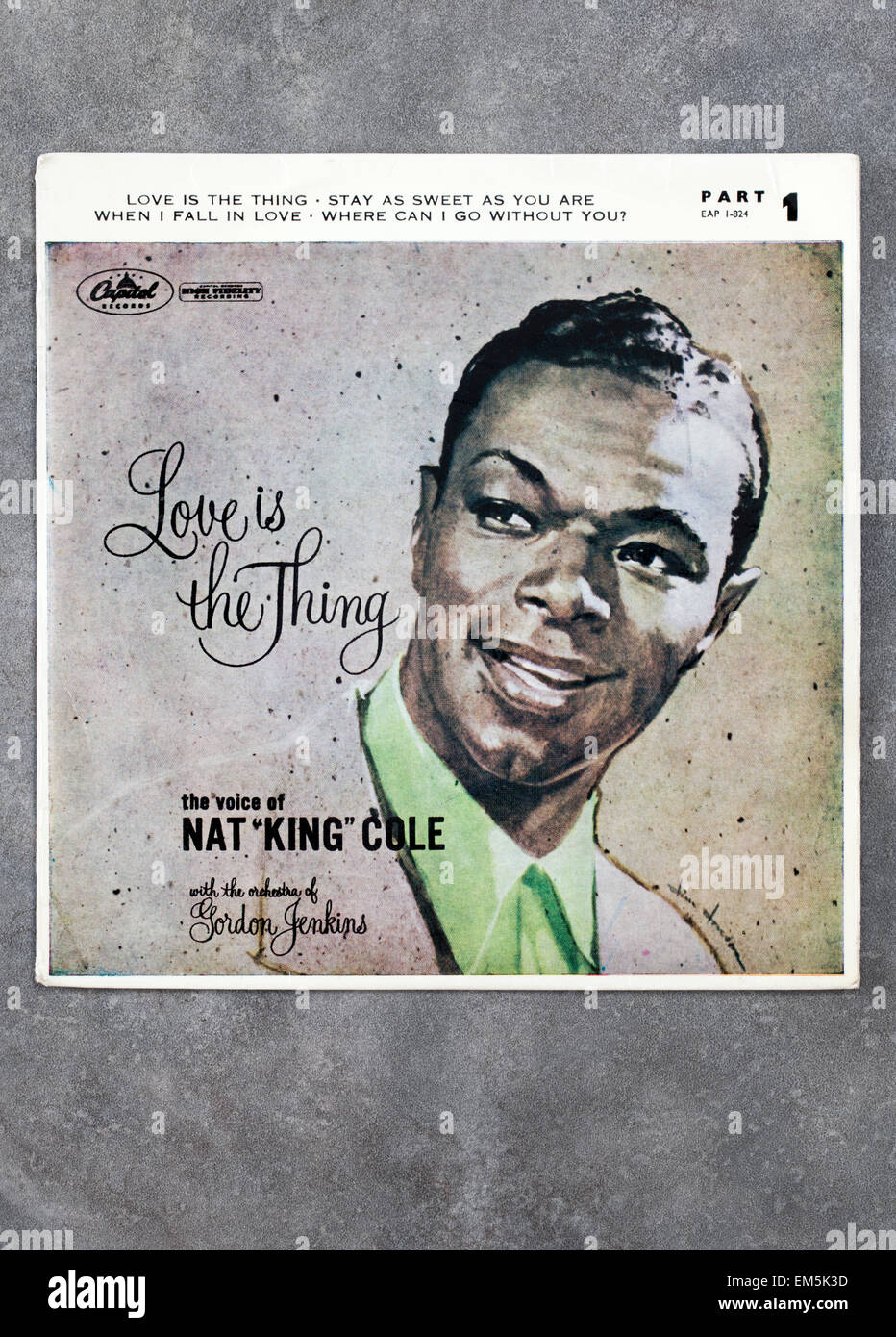 Liebe ist die Sache 7 Inch Vinyl-Schallplatte von Nat King Cole Stockfoto