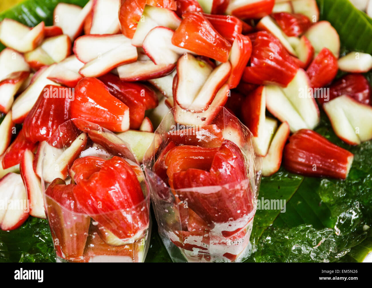 Rosenapfel Stück Stockfoto