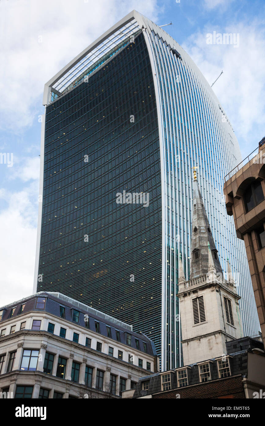 Ein Detail das Walkie-Talkie aufbauend auf Fenchurch Street in London, Vereinigtes Königreich. Stockfoto