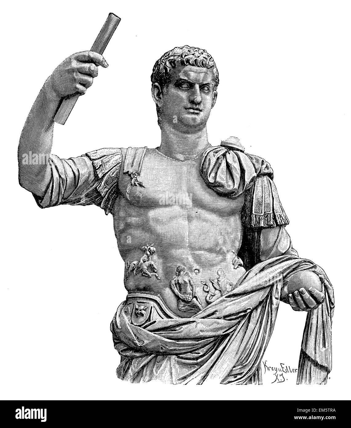 Domitian. Antike Marmorstatue im Vatikanischen Museum Stockfoto