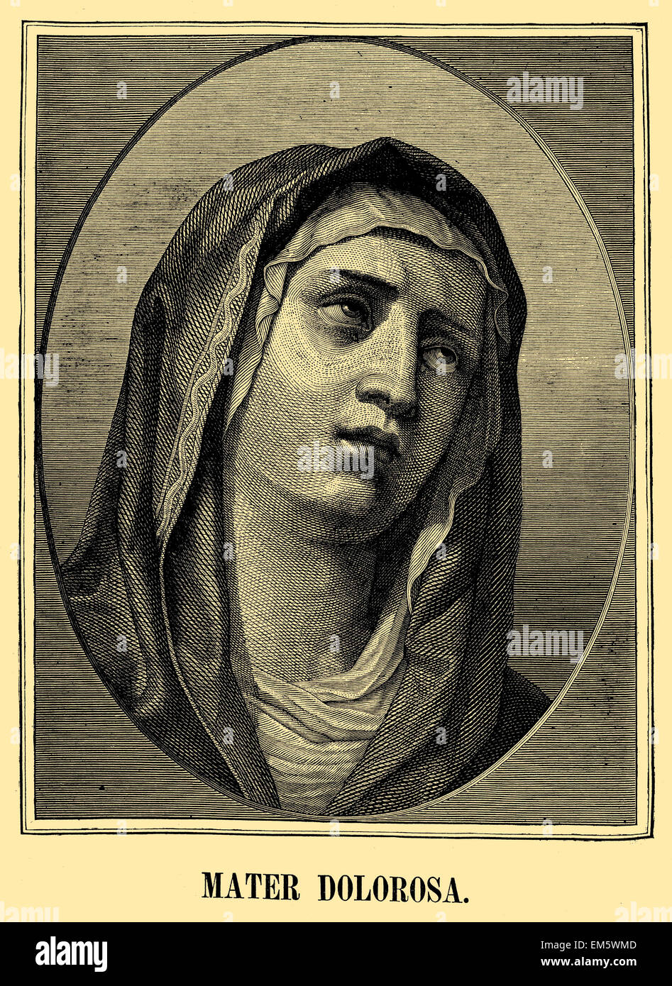 Jungfrau Maria, Porträt, der Schmerzensmutter, der schmerzhaften Mutter oder Mutter der Schmerzen, unserer lieben Frau von den sieben Schmerzens Stockfoto