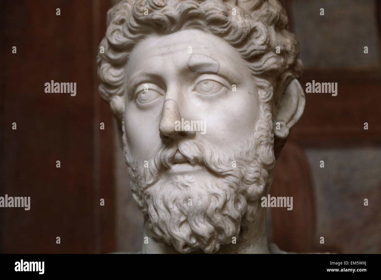 Marcus Aurelius (121-180 n. Chr.). Römischer Kaiser. Stoische Philosoph. Antonine Dynastie. Büste. Römische Nationalmuseum. Altemps. Rom. Stockfoto