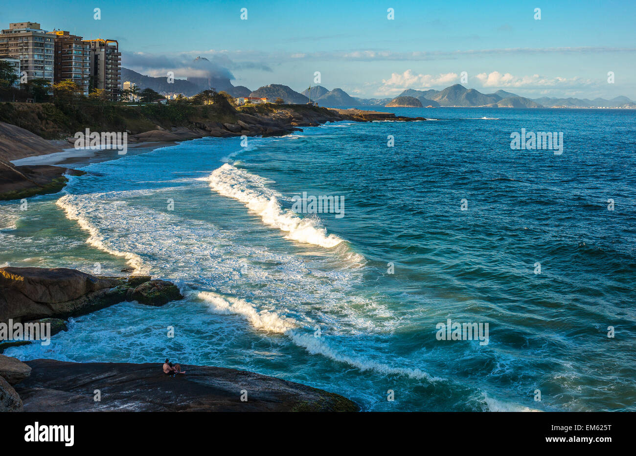 Brasilien, Rio De Janeiro, Ansicht von Ponta de Copacabana aus der Pedra do Arpoador Vorgebirge Stockfoto