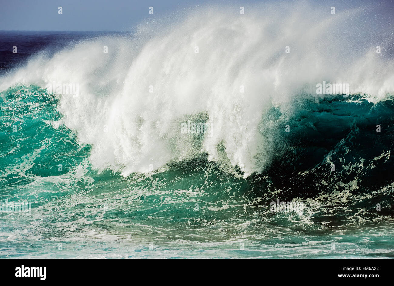 Hawaii, Big Island, South Point, Windsurfen geblasen. Stockfoto