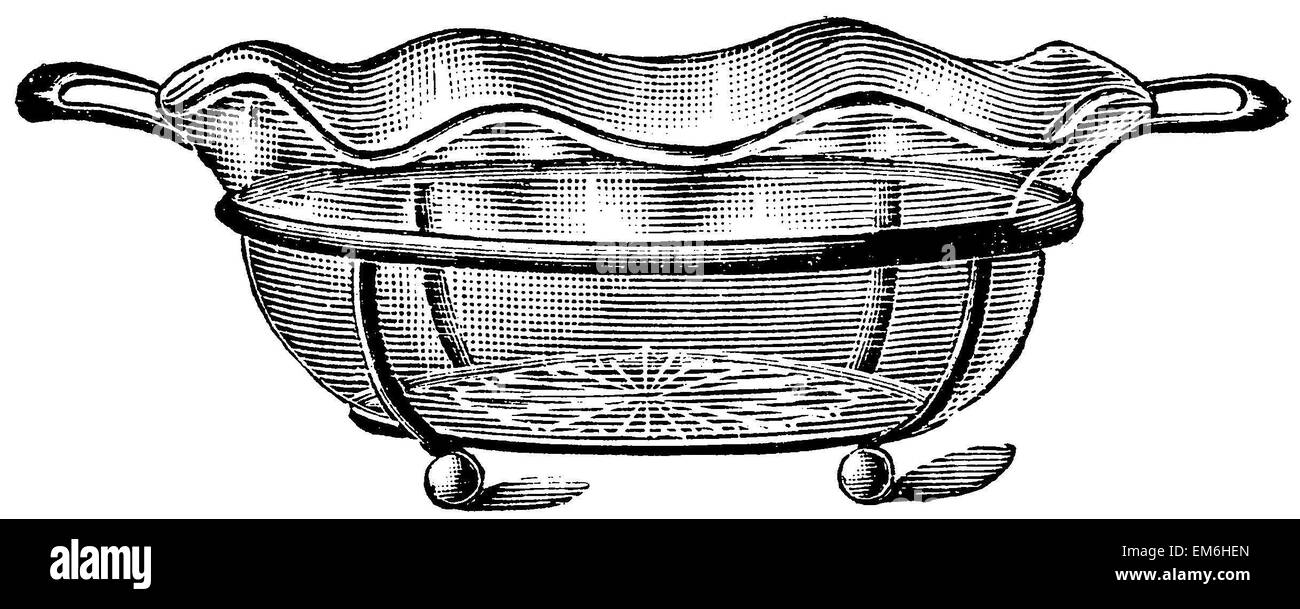 Feiner Kristall Salatschüssel in vergoldeten Rahmen Stockfoto