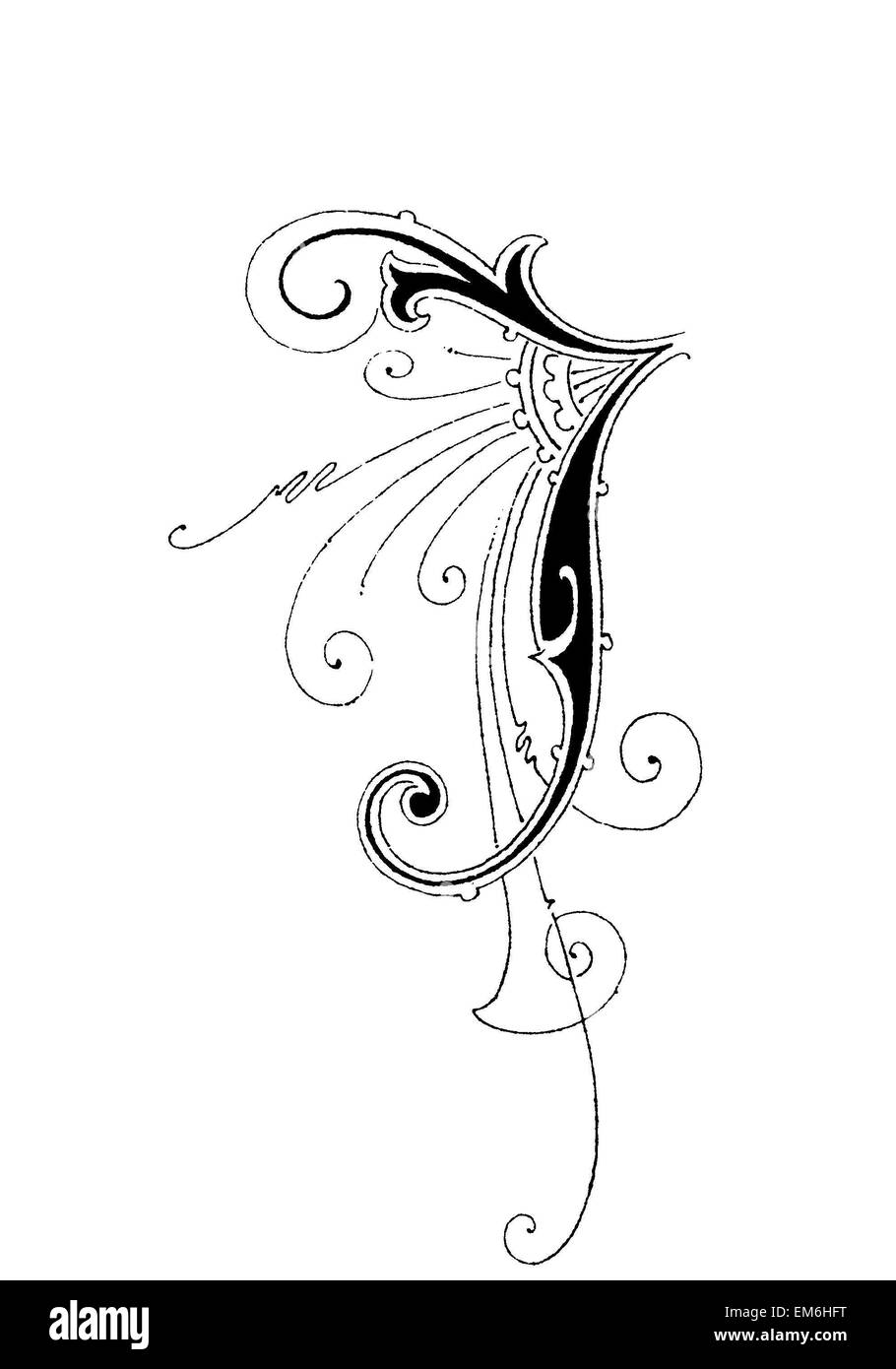 Buchstabe I / J, Schriftart: Jugendstil Stockfoto