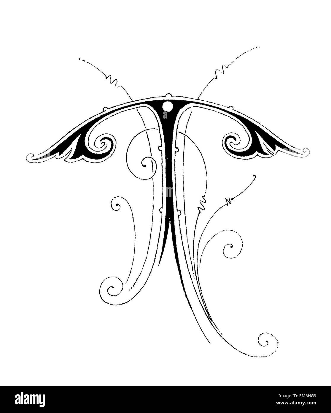 Buchstabe T, Schriftart: Jugendstil Stockfoto