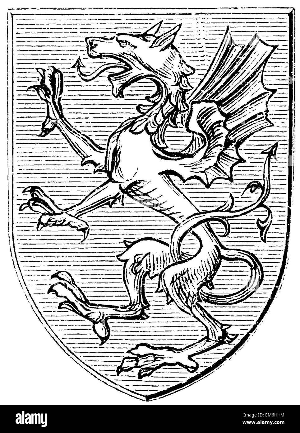 Heraldische Drachen aus dem späteren Mittelalter Stockfoto