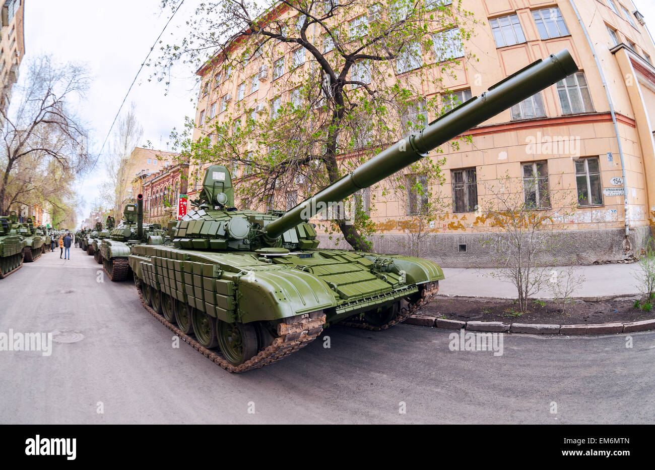 Kampfpanzer t-72 "Ural" stellte auf der jährlichen Victory Day Parade Stockfoto