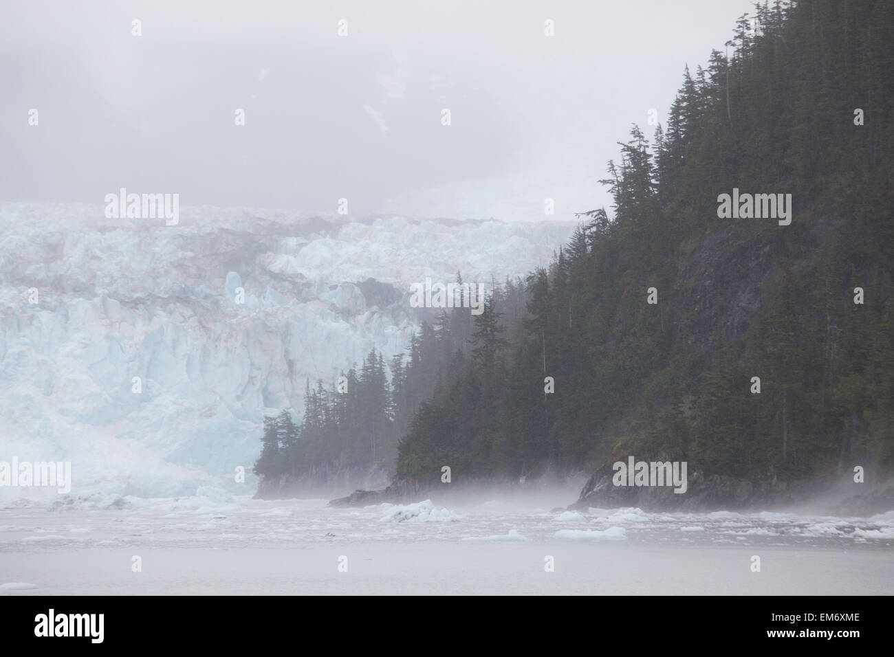 Endstation der Meares Gletscher, kalbende Gletscher im Prinz-William-Sund in der Nähe von Valdez, Alaska. Stockfoto