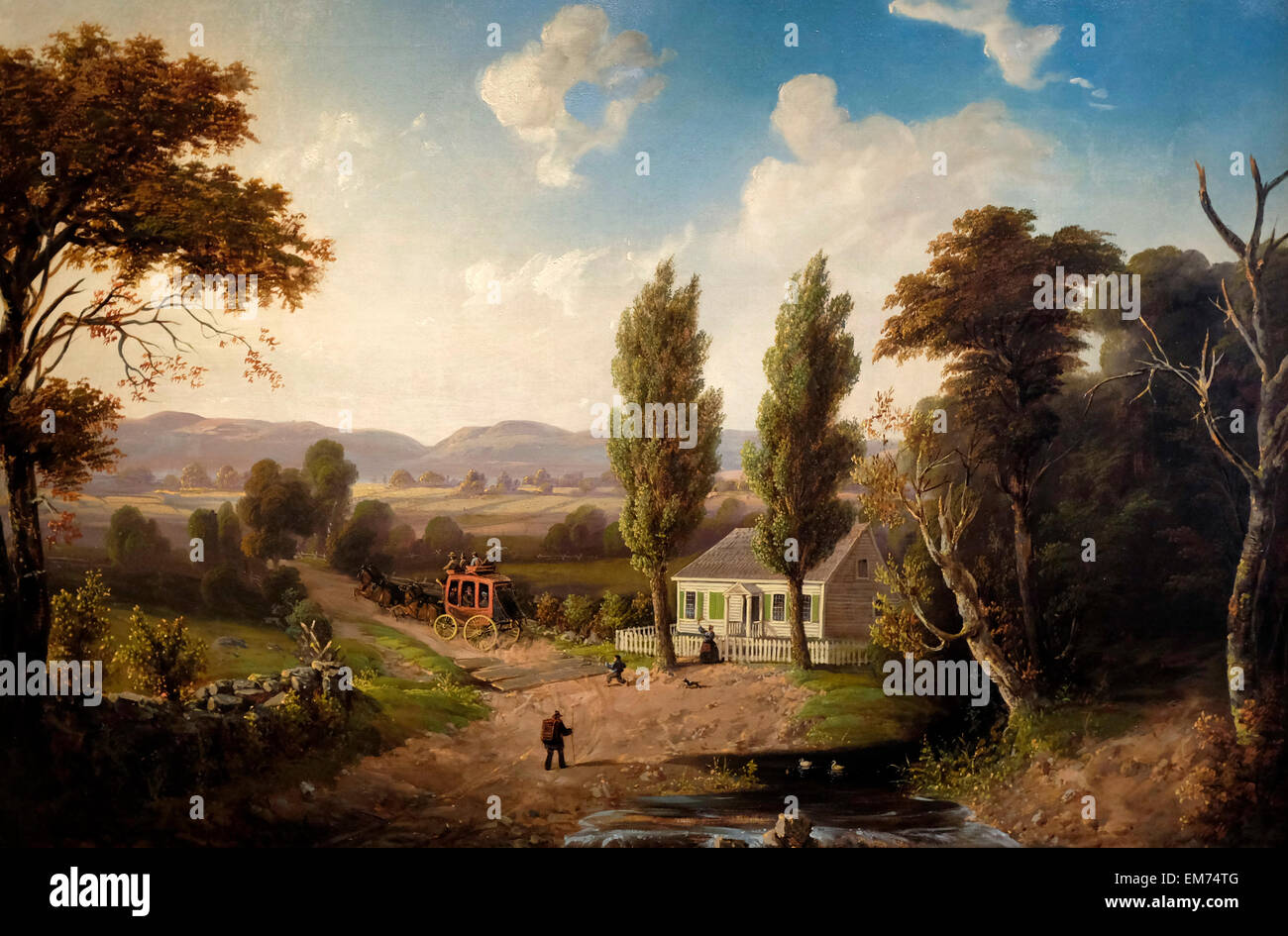 Landschaft mit Stagecoach 1856 Henry Boese Stockfoto