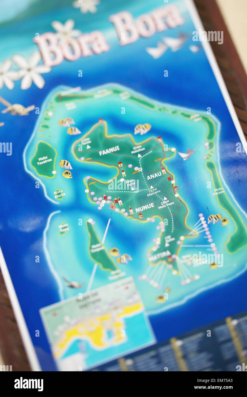 Franzosisch Polynesien Tahiti Zwei Dreidimensionale Karte Von Bora Bora Einzelne Inseln Gekennzeichnet Stockfotografie Alamy