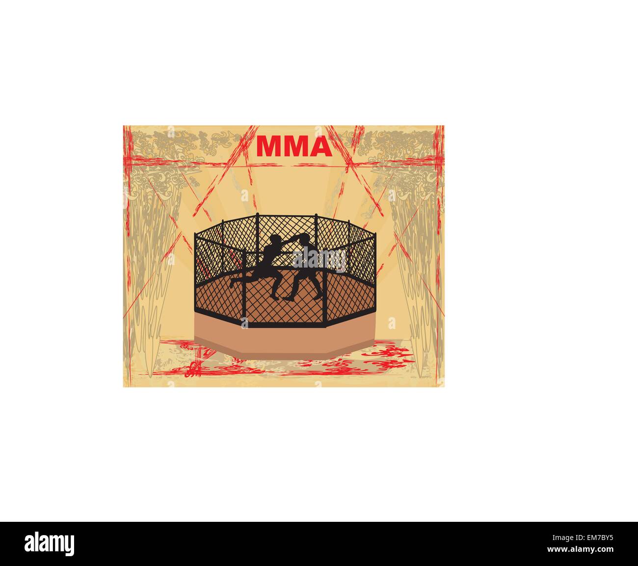 MMA Wettkämpfe, Grunge-Plakat Stock Vektor