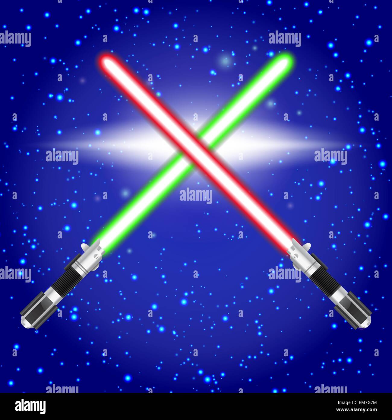 Gekreuzte Lichtschwerter. Stock Vektor