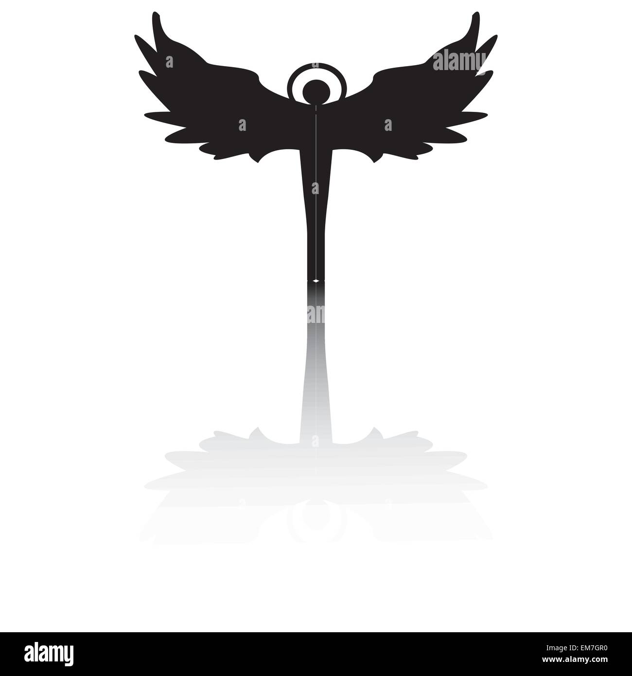 Engel-Silhouette mit Schatten Stock Vektor