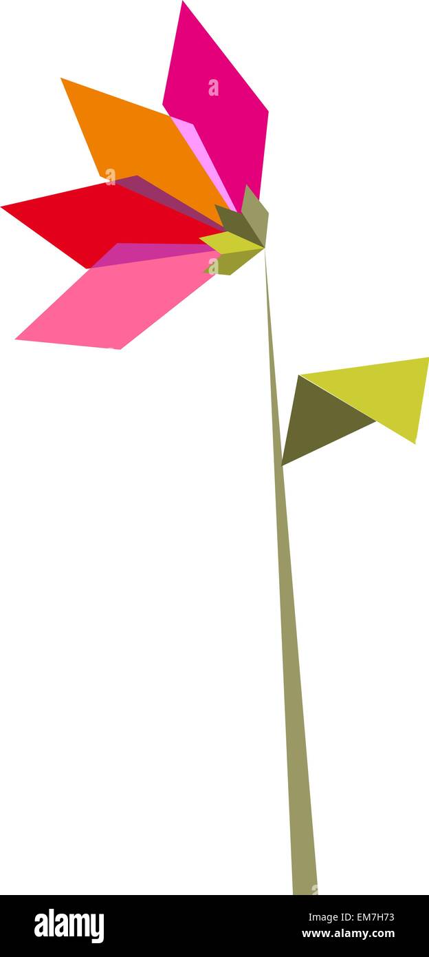 Eine Origami-Blume-leuchtenden Farben. Stock Vektor