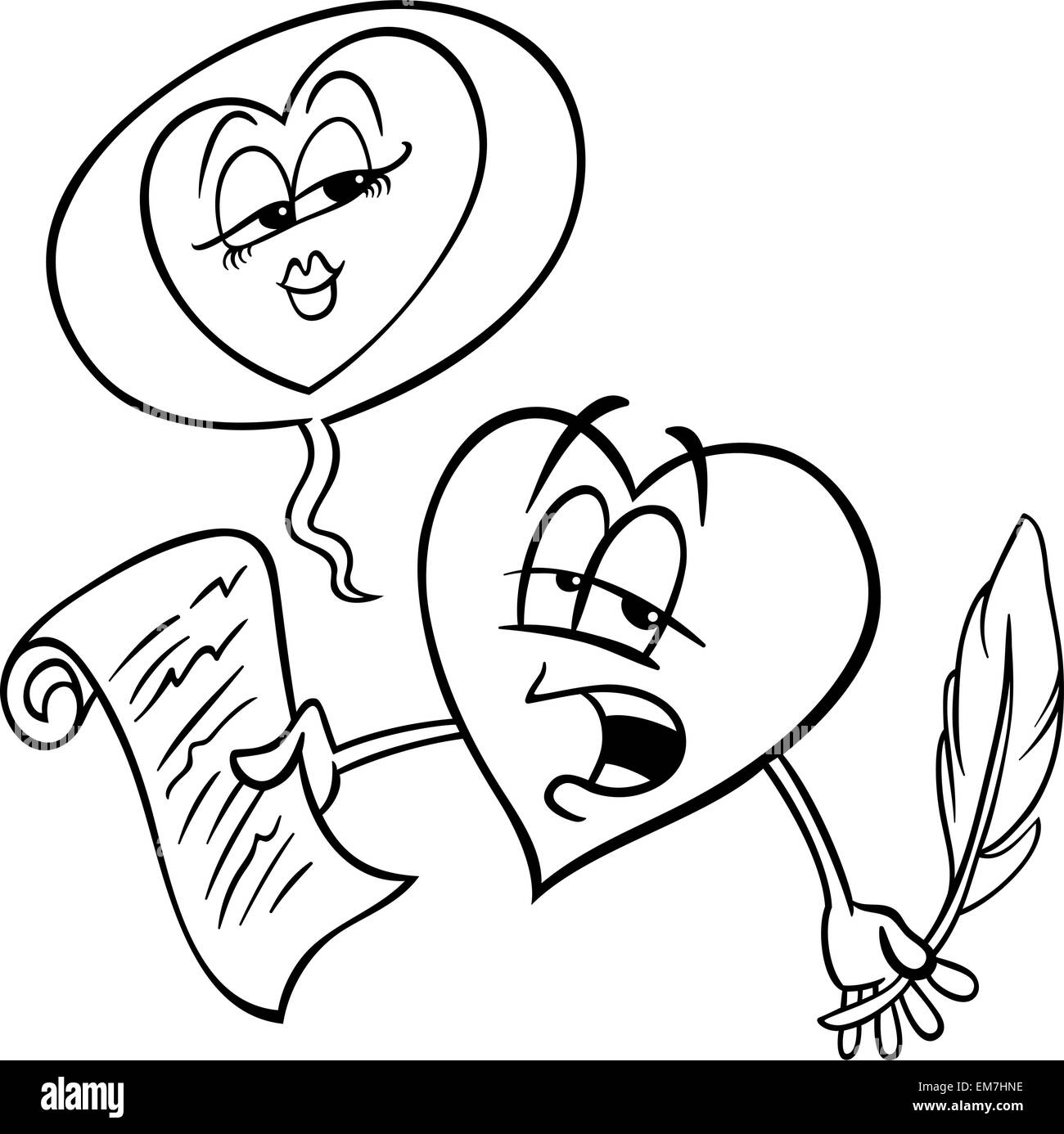 Herz Liebe Gedicht Malvorlagen Stock Vektor