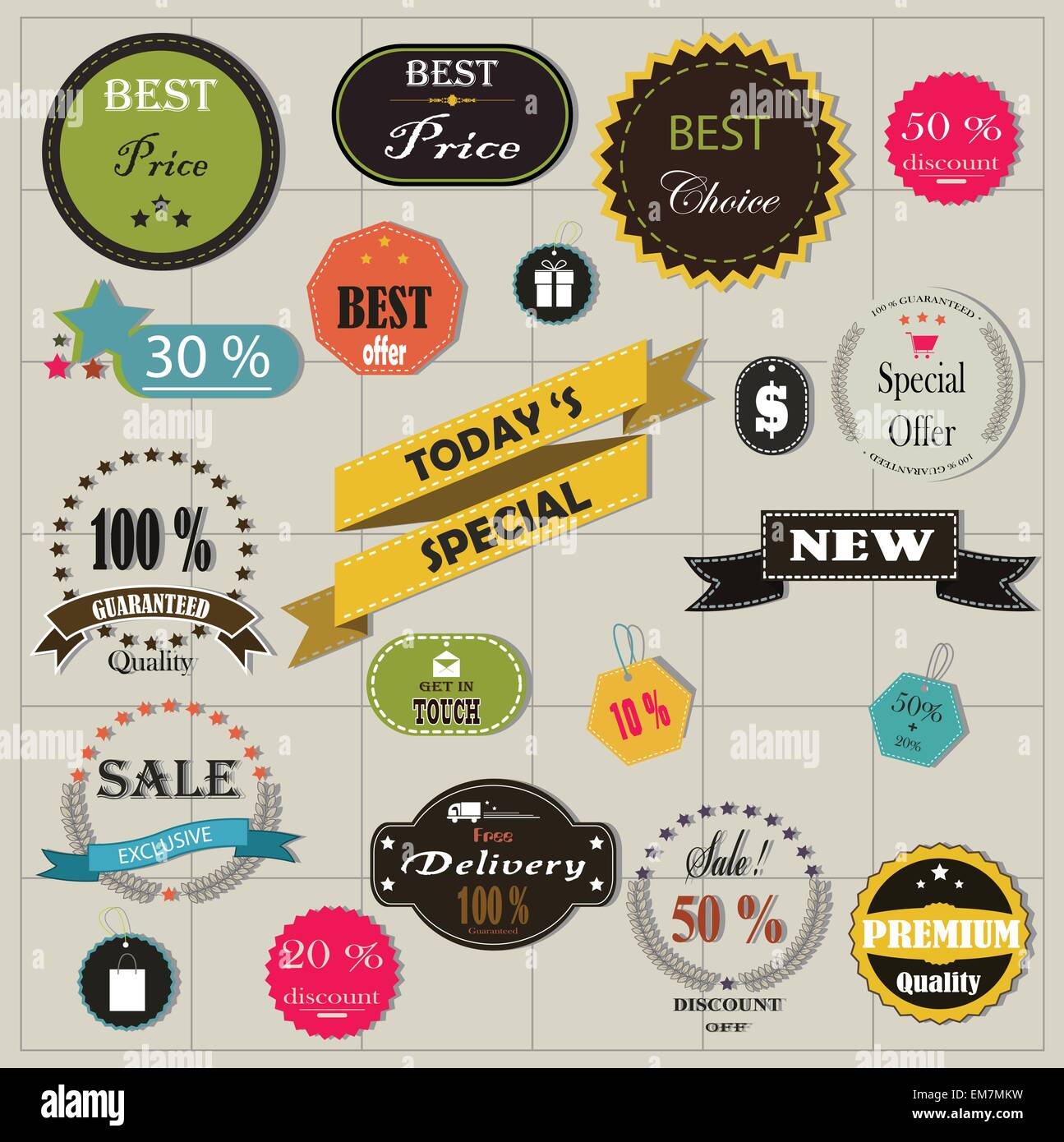 große Reihe von Aufklebern und Bänder für Sie design Stock Vektor