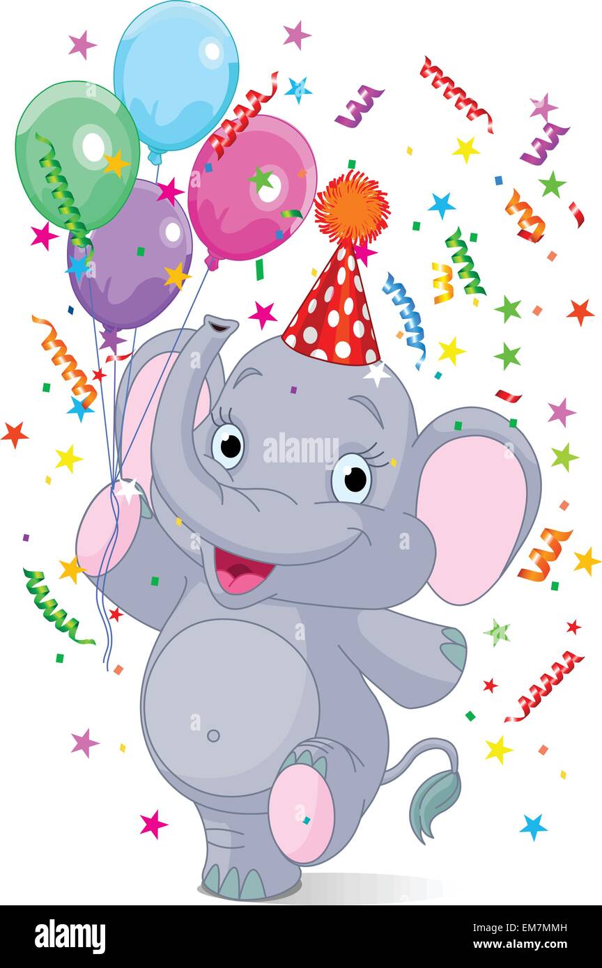 Baby-Elefant-Geburtstag Stock Vektor