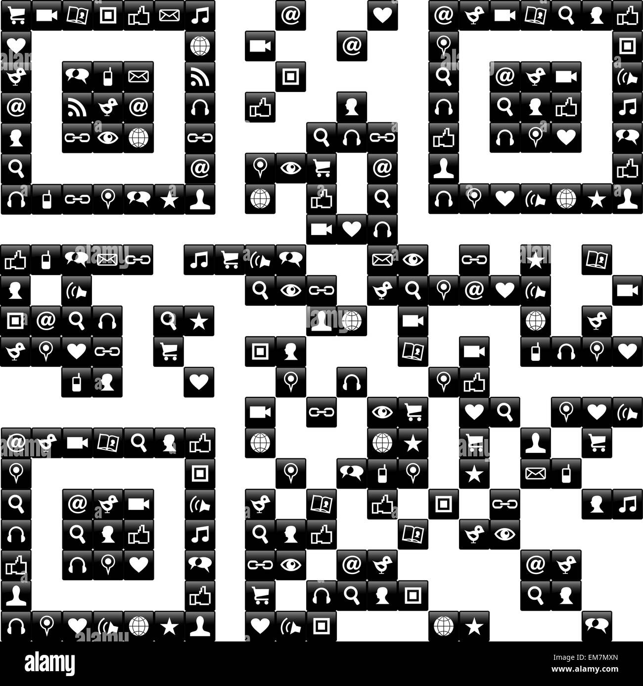 QR-Code-Design mit social Media-Symbole festlegen Stock Vektor