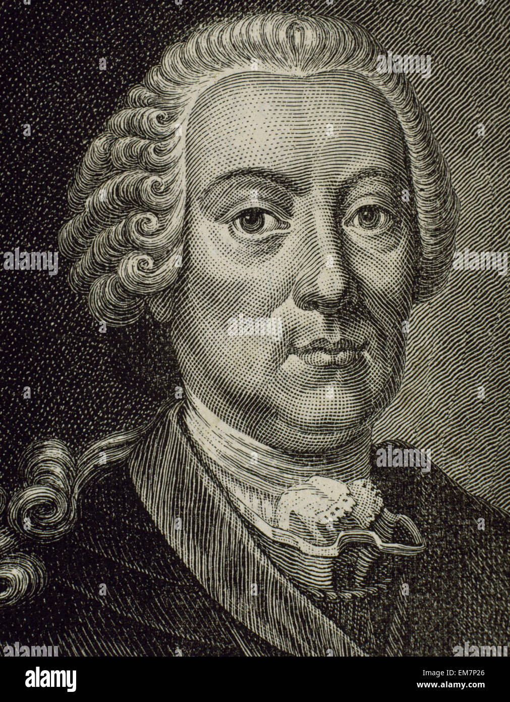 Graf Leopold Joseph von Daun (1705-1766), reichte später Fürst von Thiano, österreichischer Marschall. Gravur. Porträt. des 19. Jahrhunderts. Stockfoto