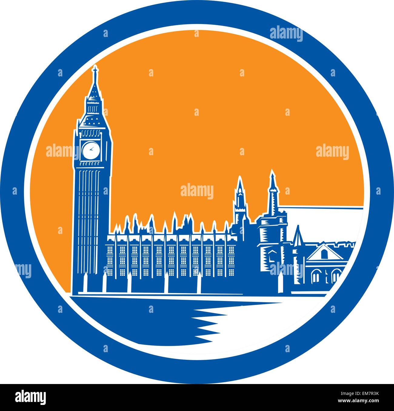 Big Ben Clock Tower Westminster Palace Holzschnitt Retro Stock Big Ben Clock Tower Westminster Palace Holzschnitt Retro Stock