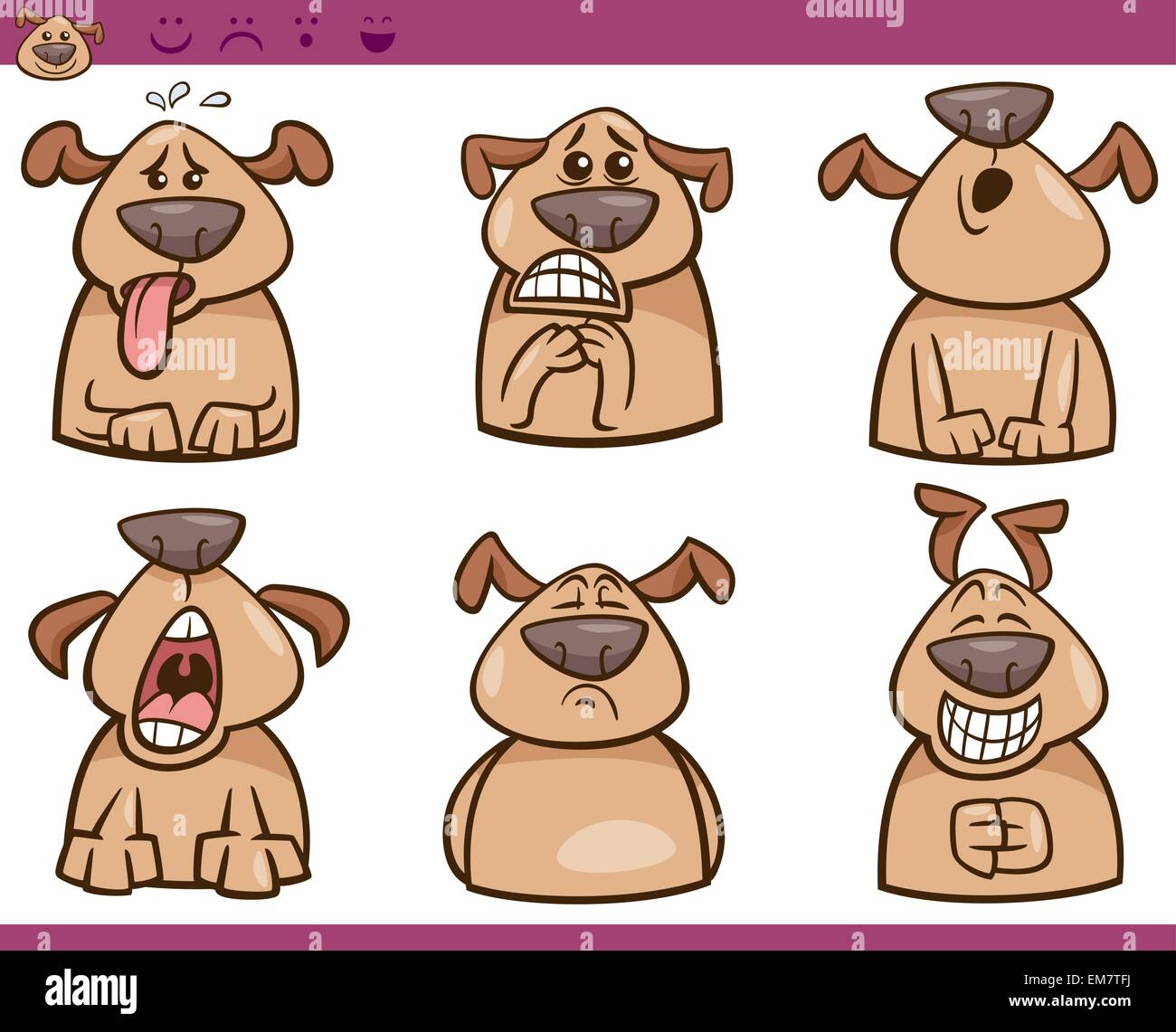 Hund-Emotionen cartoon Illustration Satz Stock Vektor