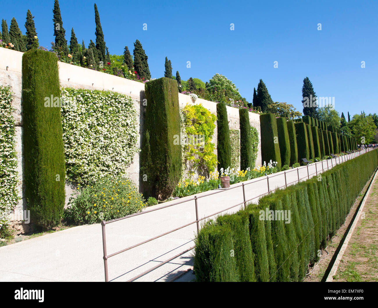 Generalife Palast Gärten, Alhambra, Granada, Spanien Stockfoto