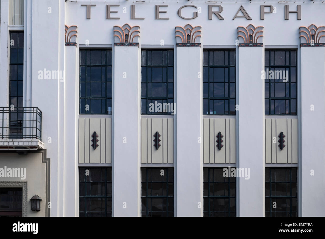 Der Daily Telegraph Art-deco-Stil Gebäude in Napier, Neuseeland. Stockfoto