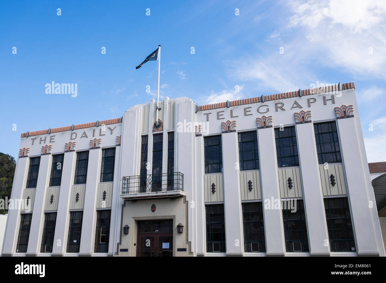 Der Daily Telegraph Art-deco-Stil Gebäude in Napier, Neuseeland. Stockfoto