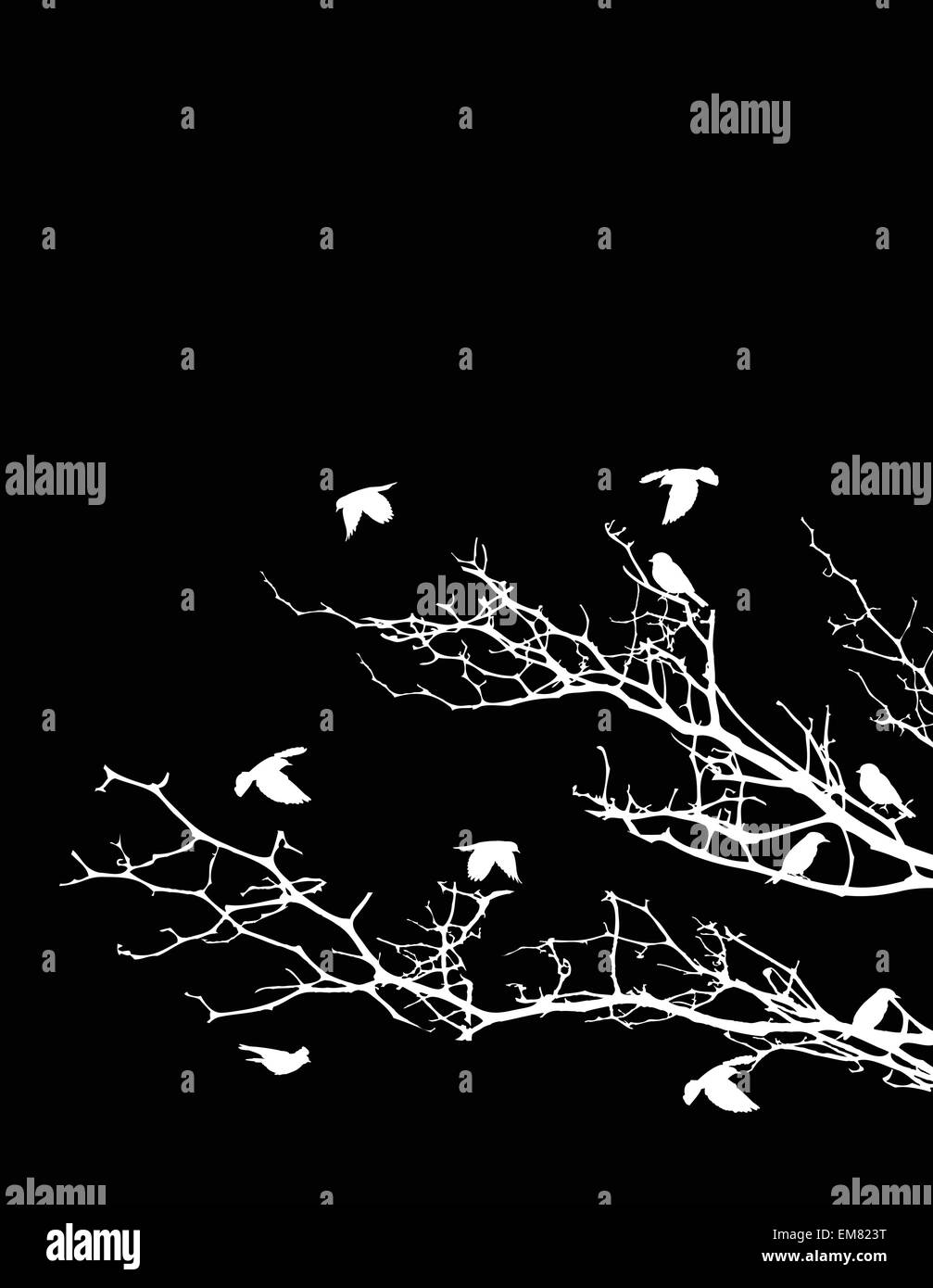 Baum-Silhouette mit Vögel Stock Vektor