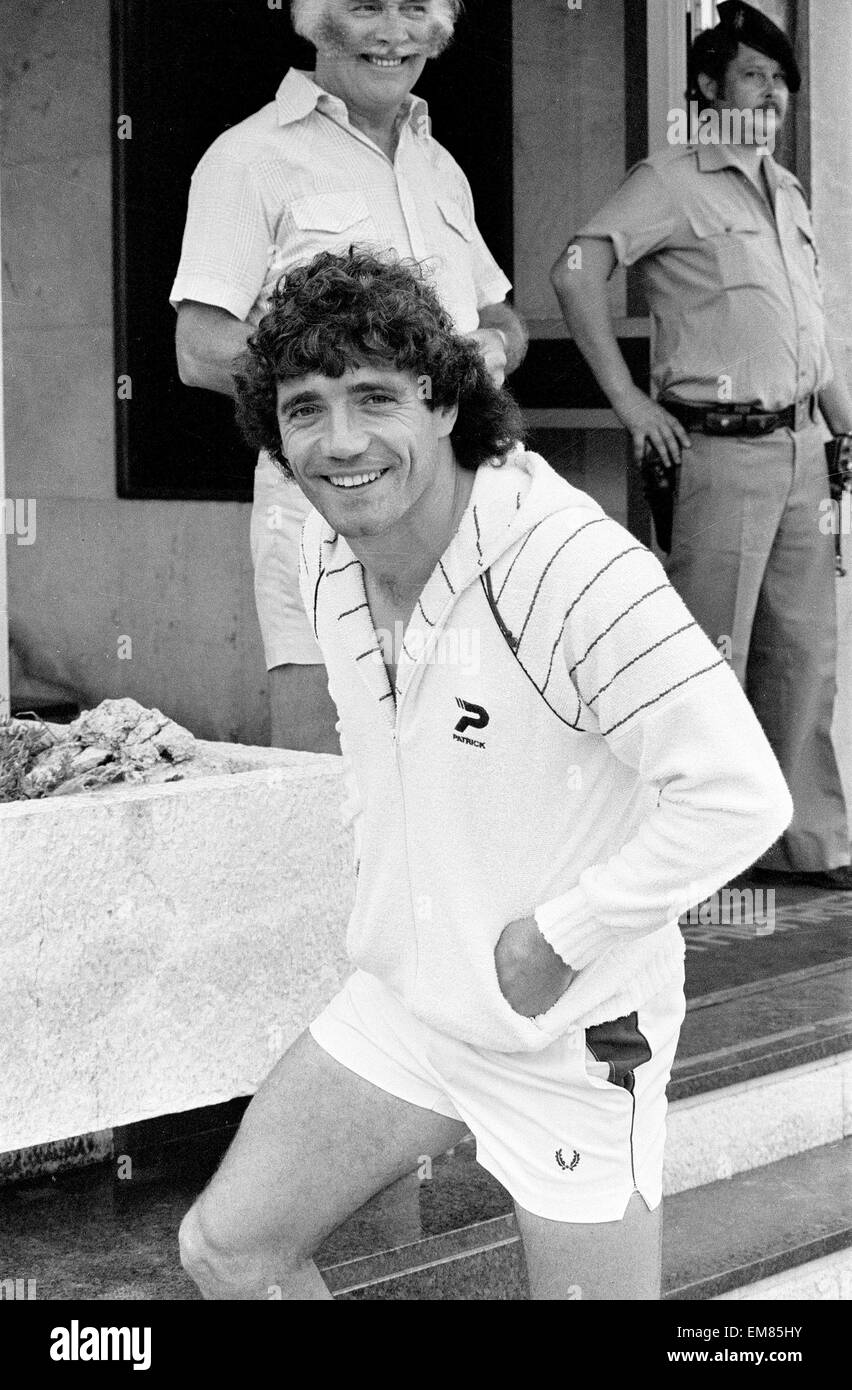 England Fußballer Kevin Keegan in entspannter Stimmung im Team Hotel während das Weltcupfinale 1982 in Spanien. 18. Juni 1982. Stockfoto