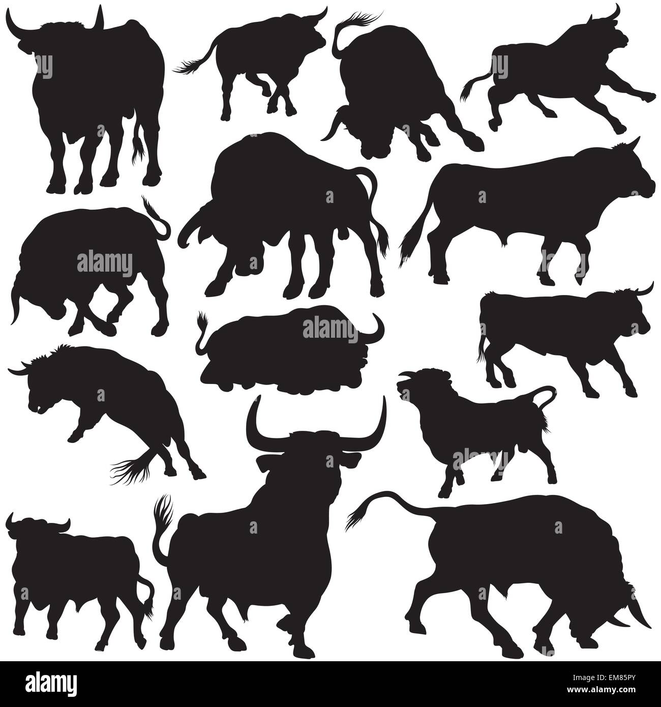 Bull Silhouette Kollektion Stock Vektor