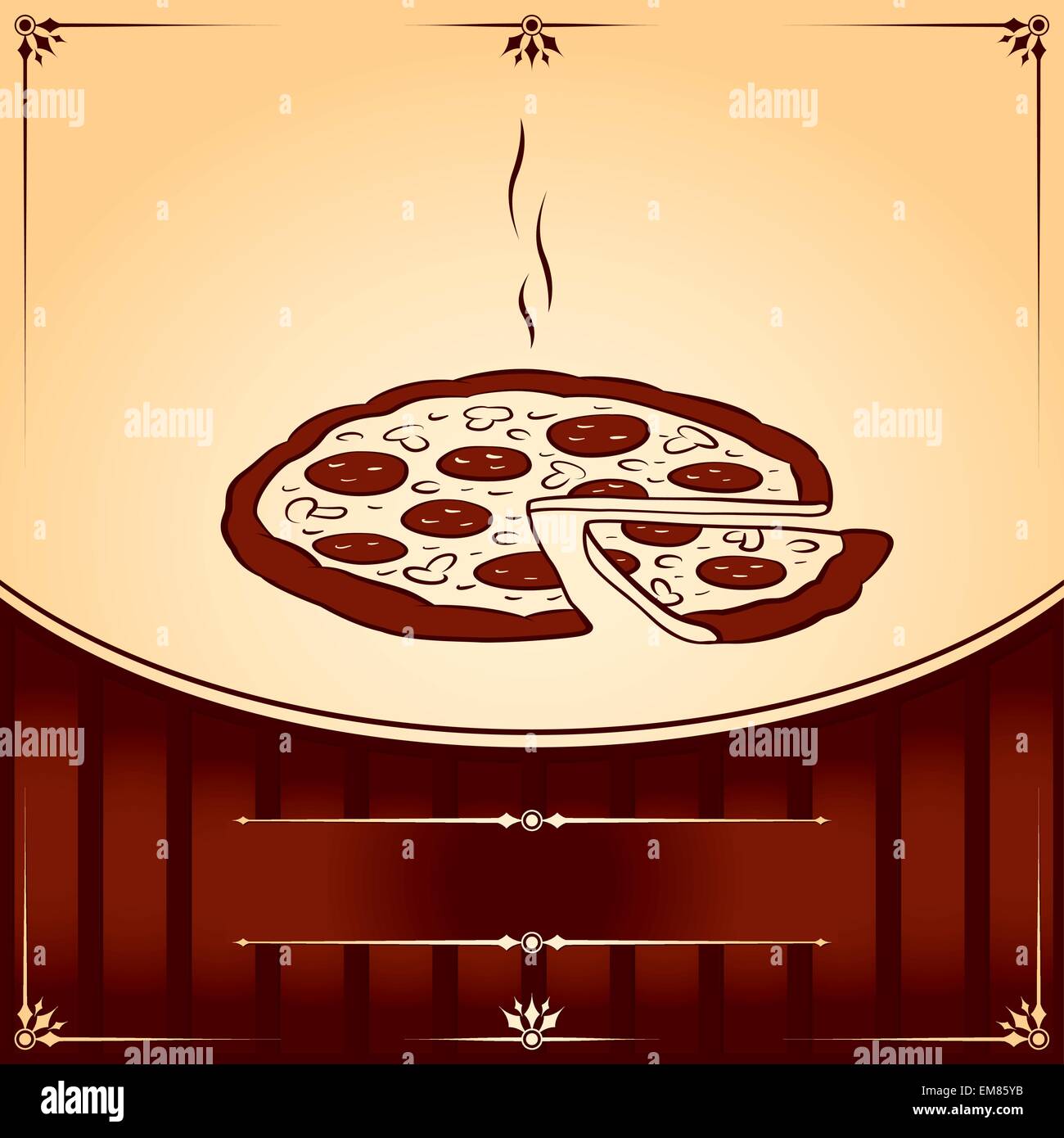 Heiße Pizza. Vektor-Grafik Illustration mit Platz für text Stock Vektor