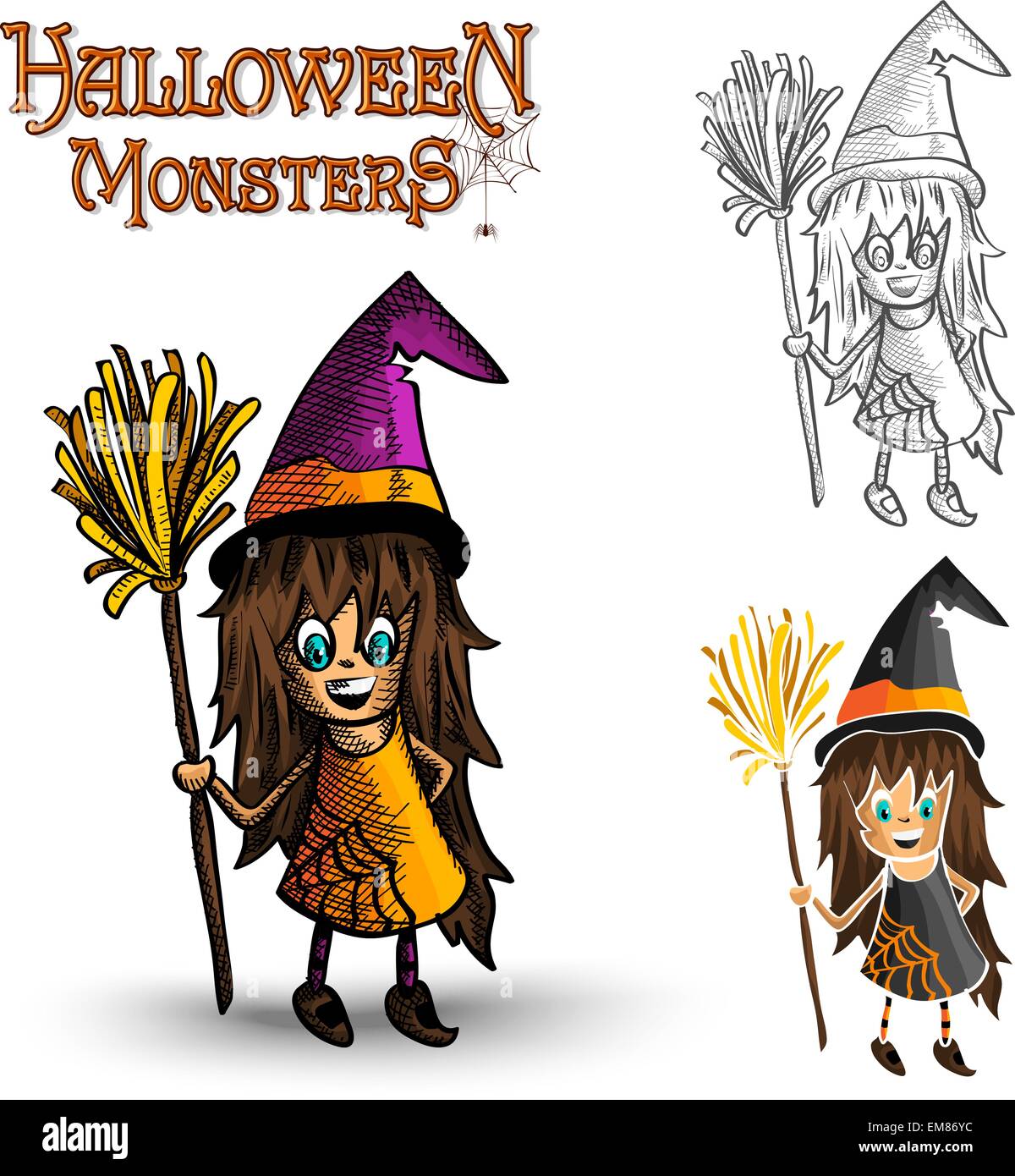 Halloween Monster gruselige Hexe Abbildung EPS10 Datei Stock Vektor
