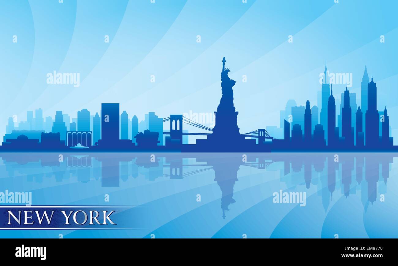 New York City Skyline detaillierte silhouette Stock Vektor