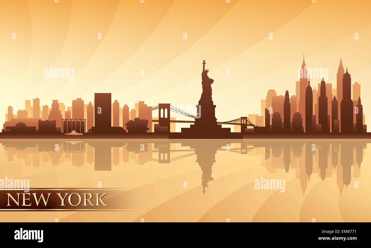 New York City Skyline detaillierte silhouette Stock Vektor