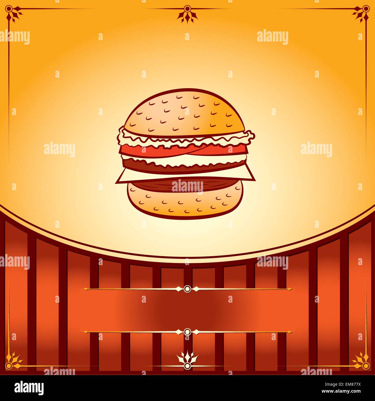 Heißen Hamburger. Vektor-Grafik Illustration mit Platz für text Stock Vektor