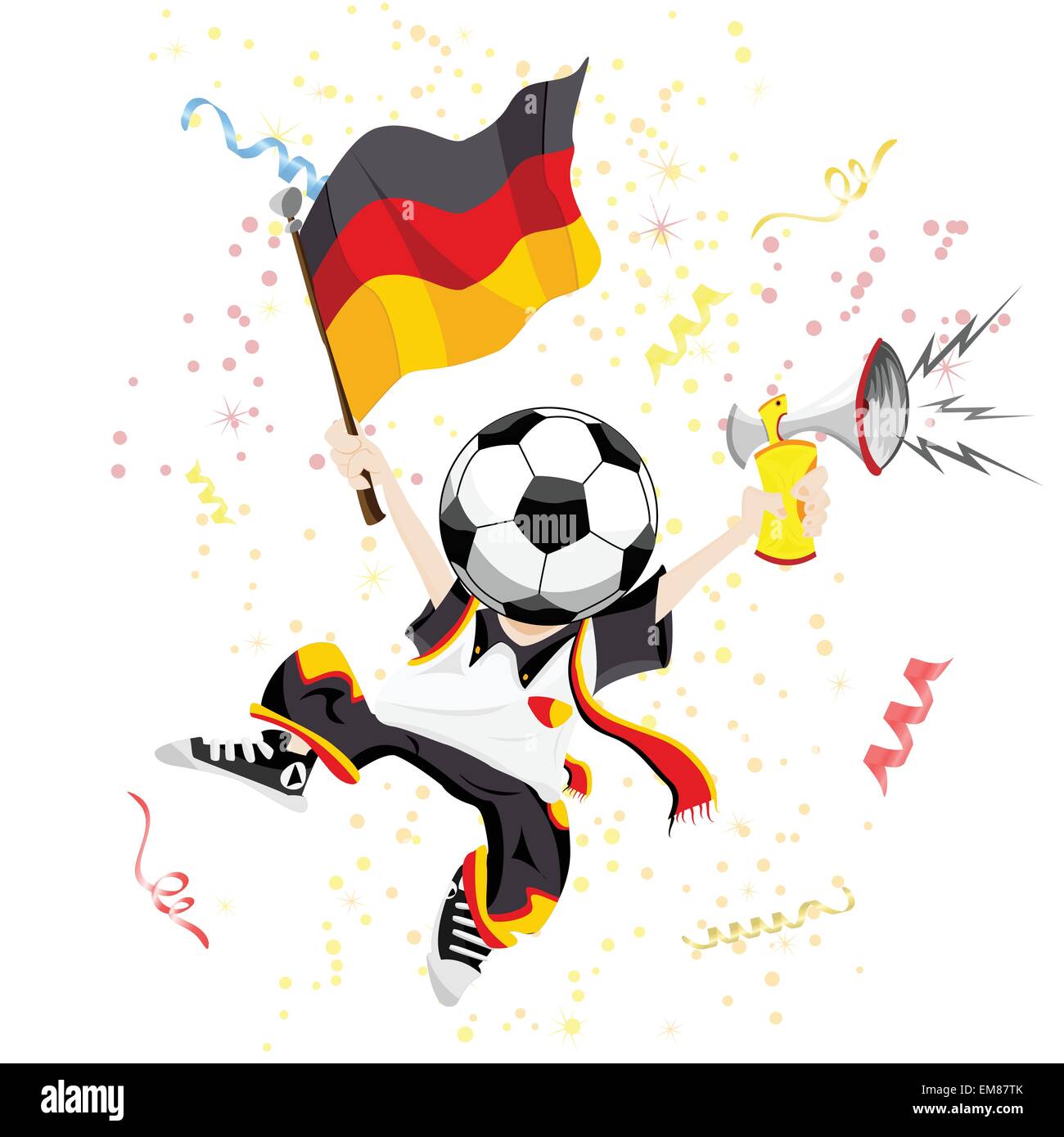 Deutsche Fußball-Fan mit Kugelkopf Stock Vektor