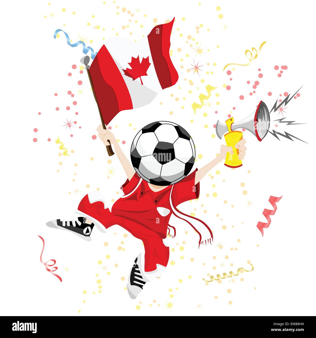 Kanada-Fußball-Fan mit Kugelkopf. Stock Vektor